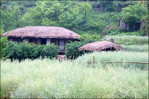 박경리 <토지>의 배경인 경남 하동 평사리에 있는 한 초가의 모습 